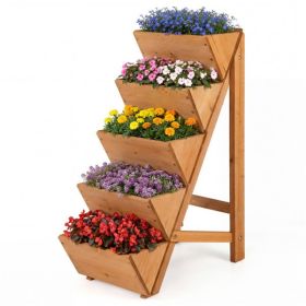 5-Tier Vertical Raised Garden Bed, Fir Wood Ladder Planter Stand for Vegetables Herbs Flowers