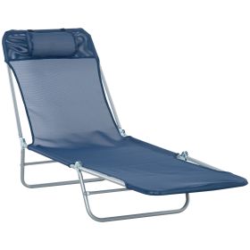 Folding Chaise Lounge Chair, Pool Sun Tanning Chair, Outdoor Lounge Chair with Reclining Back, Breathable Mesh Seat, Headrest for Beach, Yard, Pa