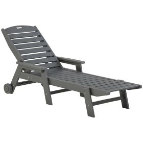 Outdoor Chaise Lounge Chair, Waterproof Pool Furniture with Reclining Adjustable Backrest & Wheels for Beach, Tanning, Poolside, Patio, Light Gra