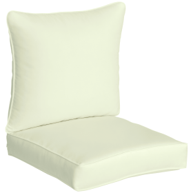 Patio Chair Cushions, Thick Deep Seat Outdoor Seat Cushion with Back Cushion, Cream White