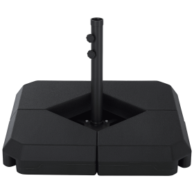 Umbrella Stand Fitting 2" Poles and Steel Base with 4 Fillable Plastic Weights, 158lbs Sand or 132lbs Water Filled, Black